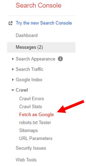 google search console fetch as google