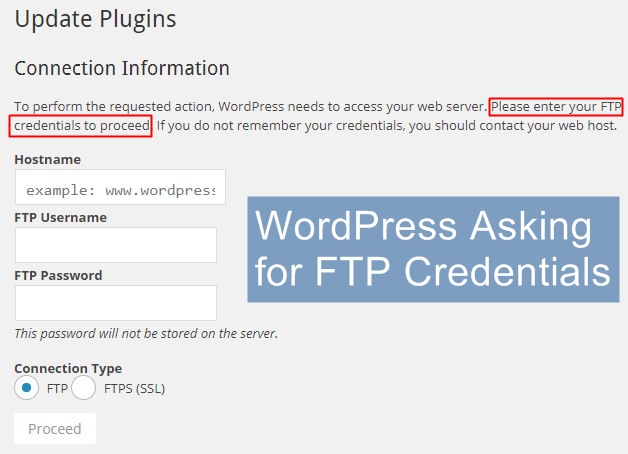 WordPress Asking For FTP Credentials