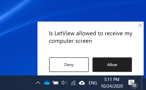 Allow to receive computer screen